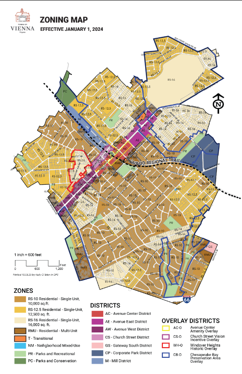 Development Pattern District zoning map of Vienna, Virginia