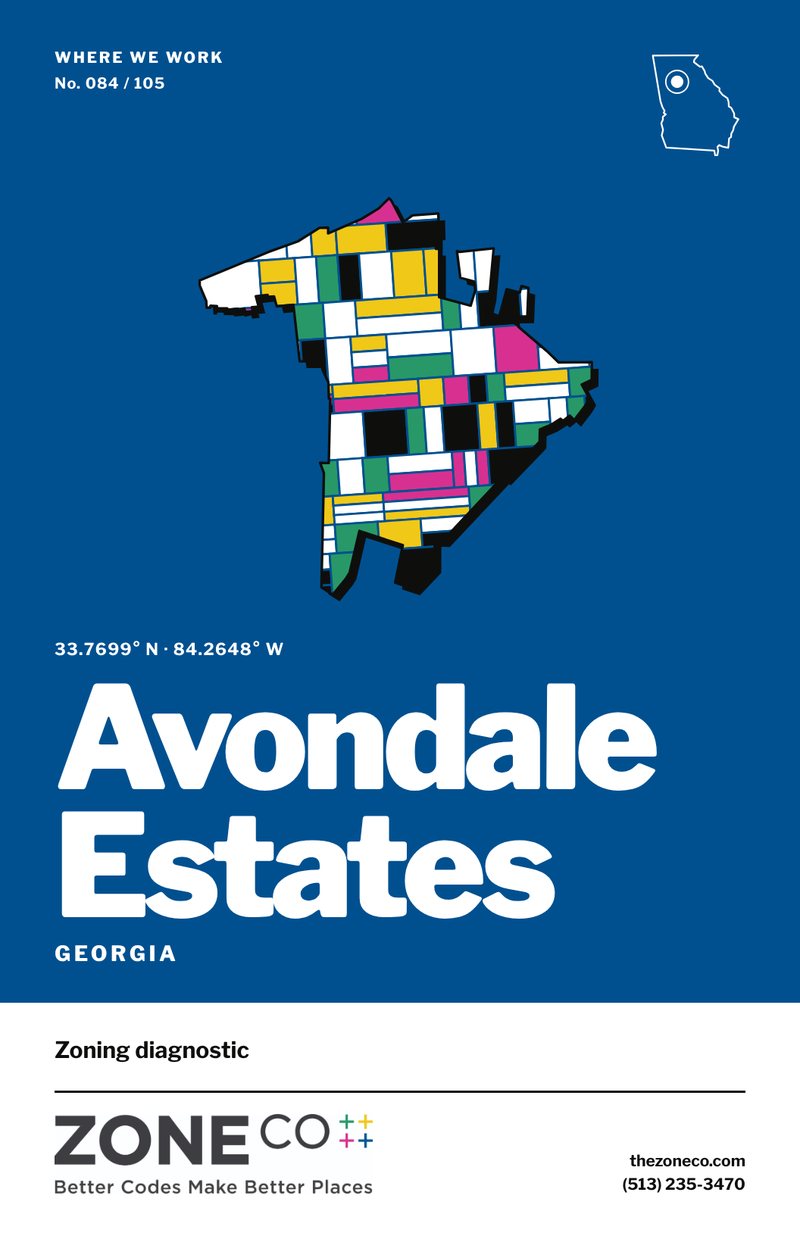 ZoneCo poster for Avondale Estates, Georgia: Zoning diagnostic