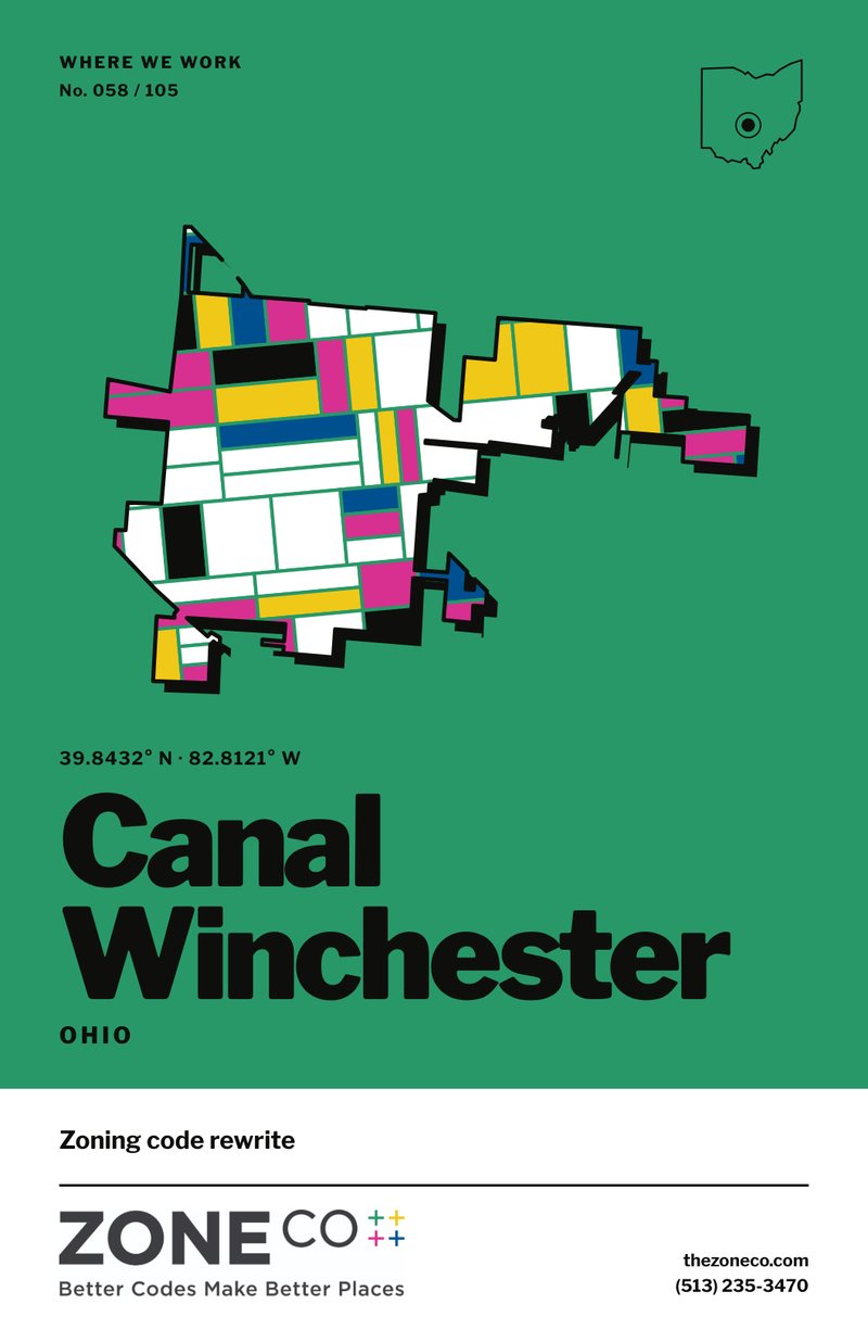 ZoneCo poster for Canal Winchester, Ohio: Zoning code rewrite