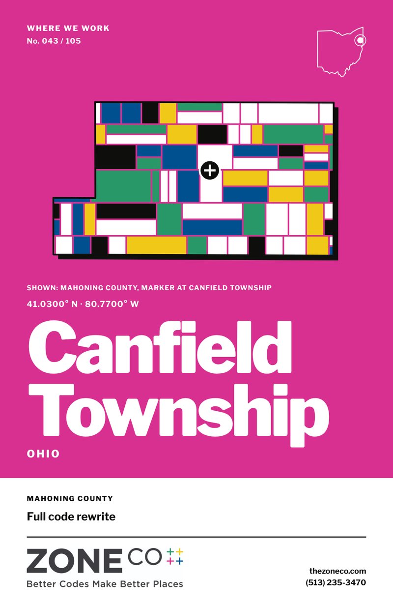 ZoneCo poster for Canfield Township, Ohio: Full code rewrite