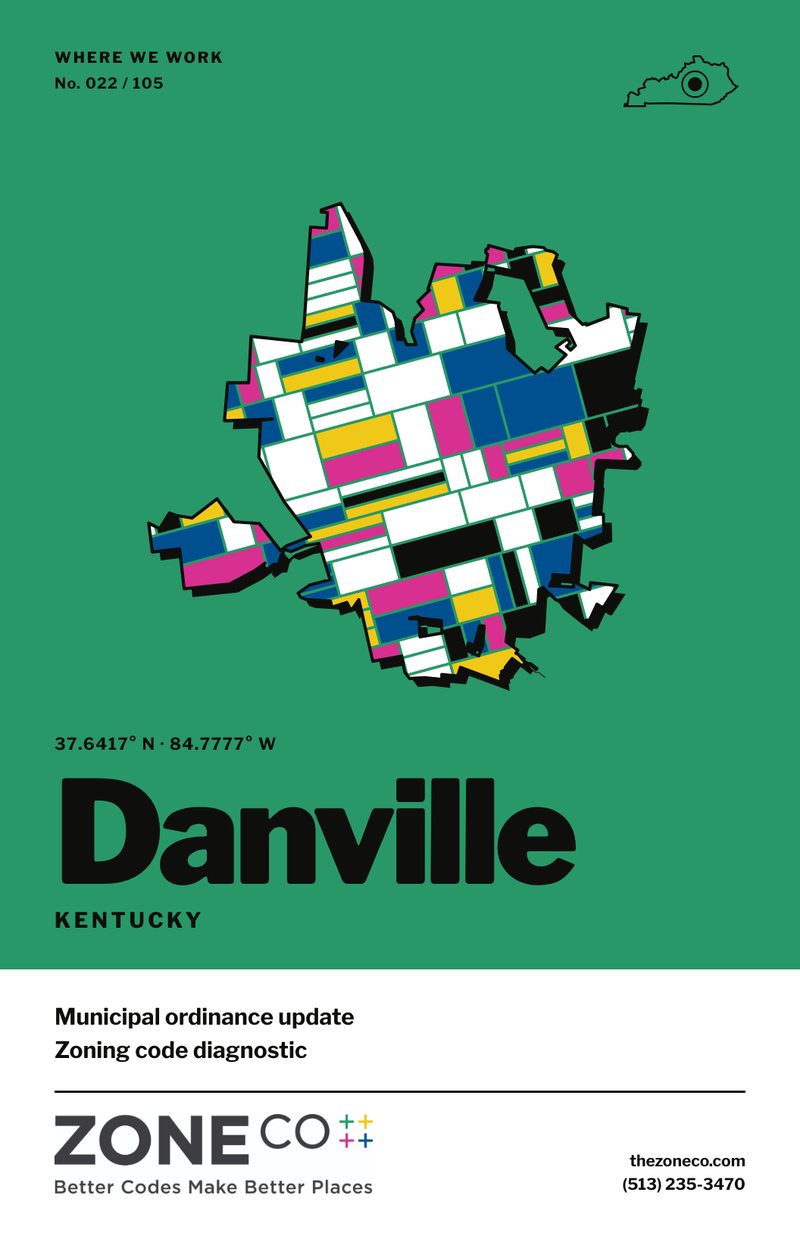 ZoneCo poster for Danville, Kentucky: Municipal ordinance update; zoning code diagnostic