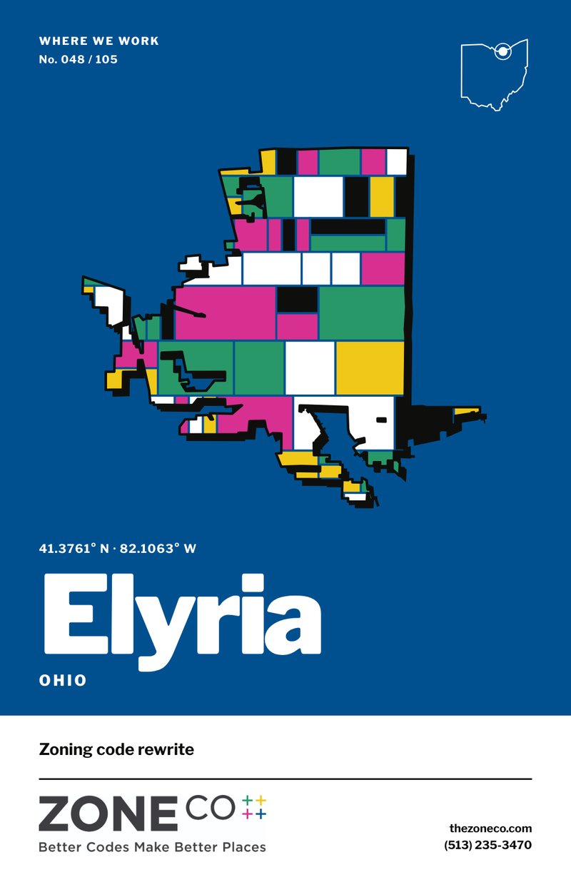 ZoneCo poster for Elyria, Ohio: Zoning code rewrite