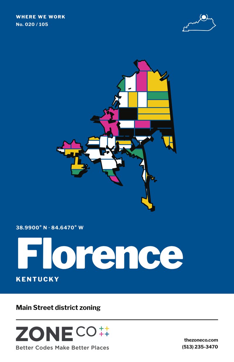 ZoneCo poster for Florence, Kentucky: Main Street district zoning