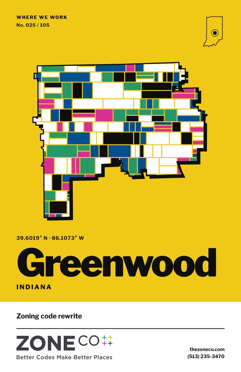 ZoneCo poster for Greenwood, Indiana: Zoning code rewrite
