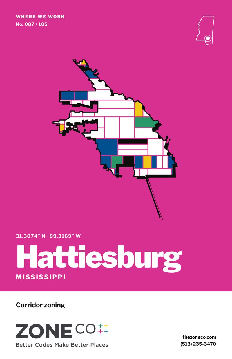 ZoneCo poster for Hattiesburg, Mississippi: Corridor zoning