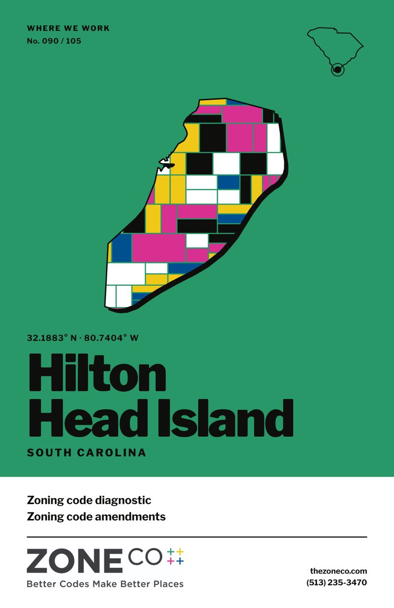 ZoneCo poster for Hilton Head Island, South Carolina: Zoning code diagnostic; zoning code amendments