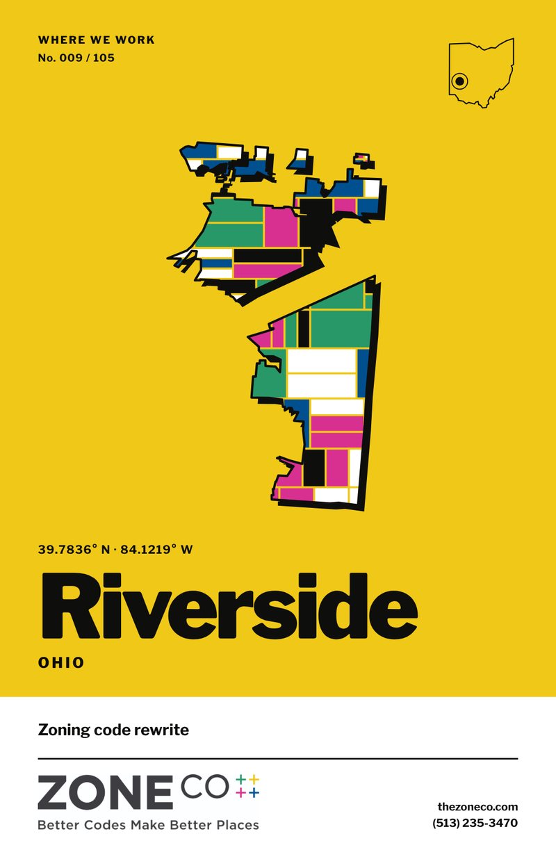 ZoneCo poster for Riverside, Ohio: Zoning code rewrite