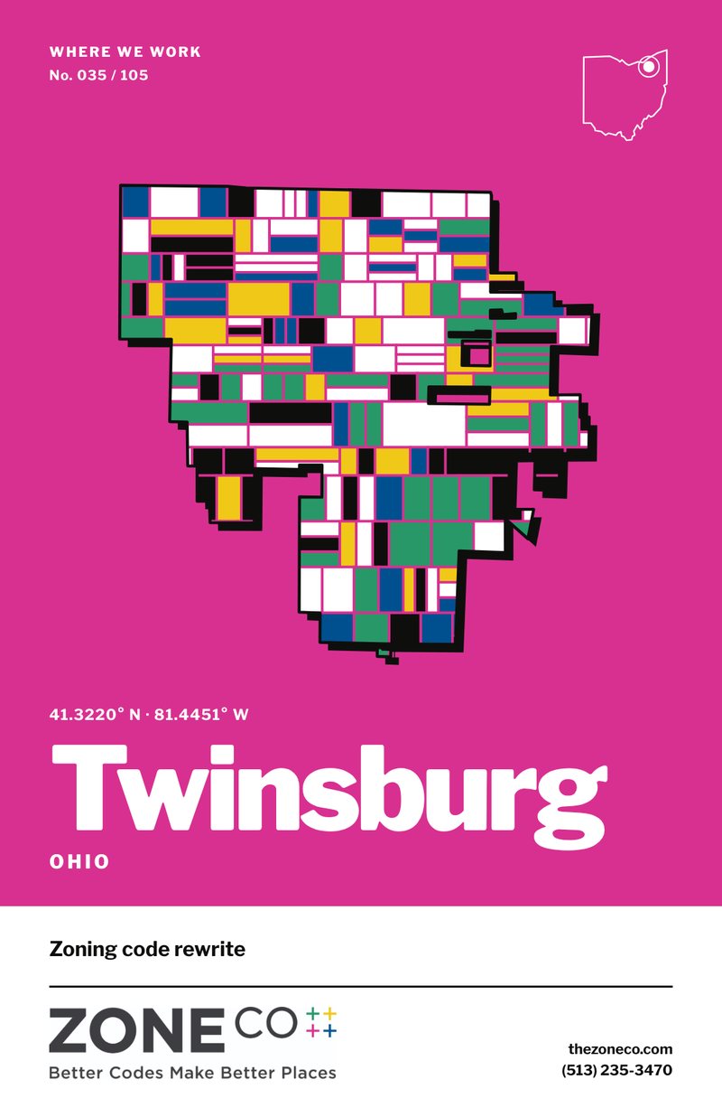 ZoneCo poster for Twinsburg, Ohio: Zoning code rewrite