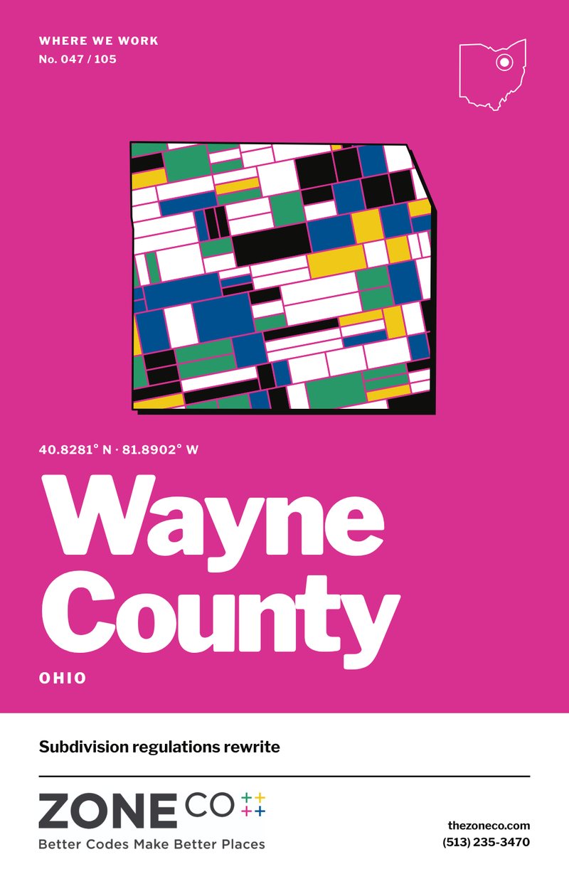 ZoneCo poster for Wayne County, Ohio: Subdivision regulations rewrite