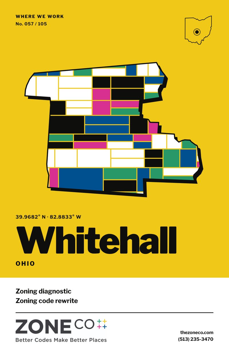 ZoneCo poster for Whitehall, Ohio: Zoning diagnostic; zoning code rewrite