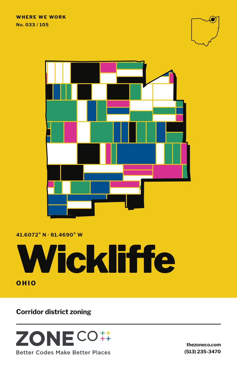 ZoneCo poster for Wickliffe, Ohio: Corridor district zoning