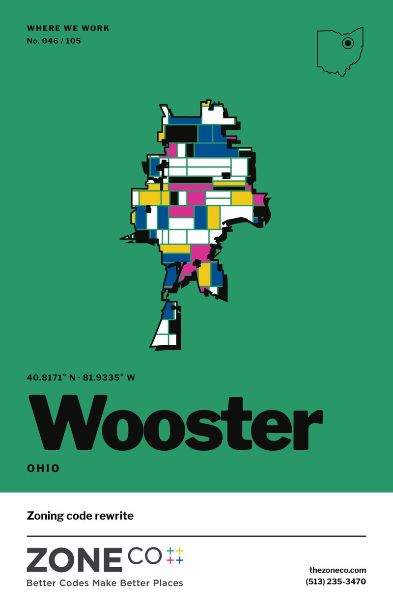 ZoneCo poster for Wooster, Ohio: Zoning code rewrite